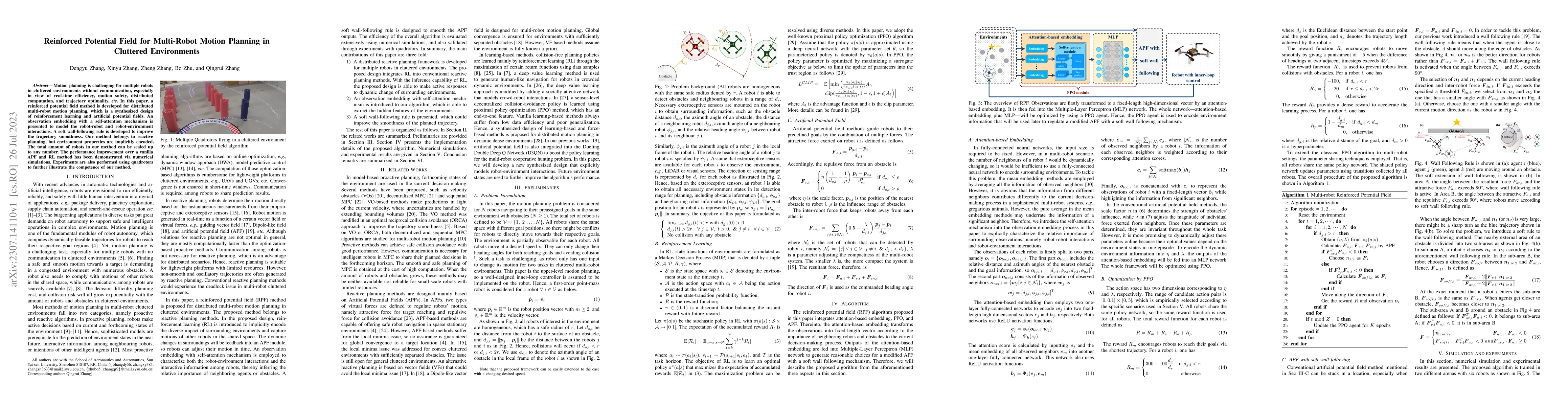 Thumbnail for Reinforced Potential Field for Multi-Robot Motion Planning in Cluttered
  Environments