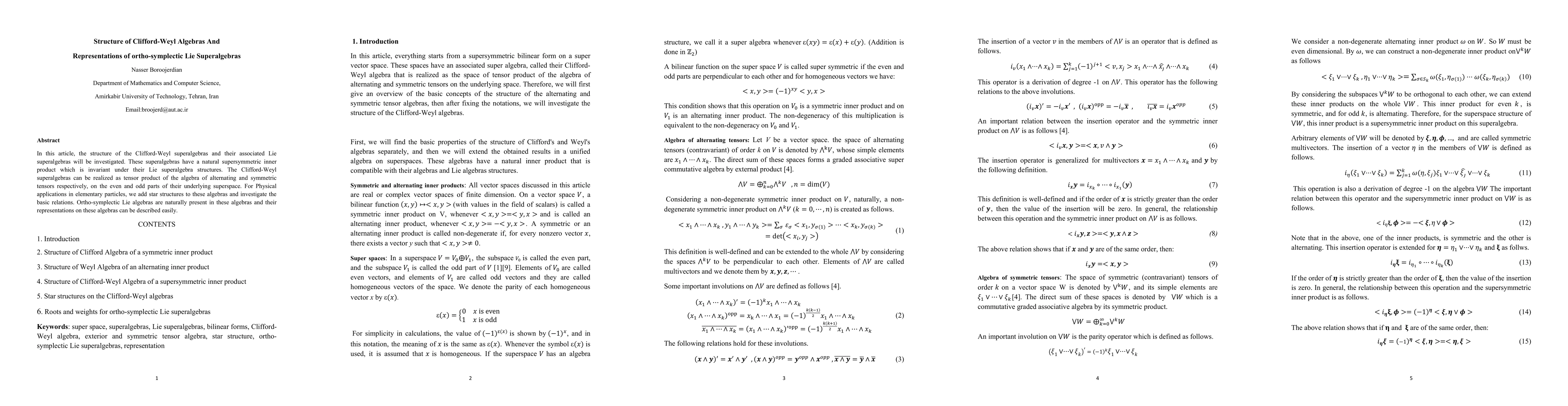 Thumbnail for Structure of Clifford-Weyl Algebras And Representations of
  ortho-symplectic Lie Superalgebras