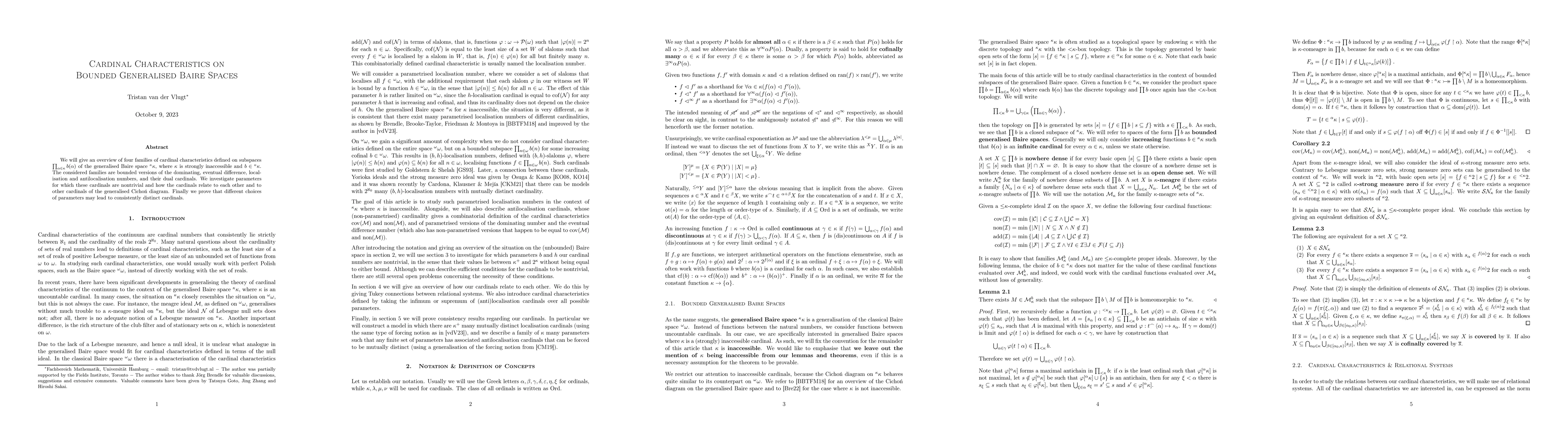 Thumbnail for Cardinal Characteristics on Bounded Generalised Baire Spaces
