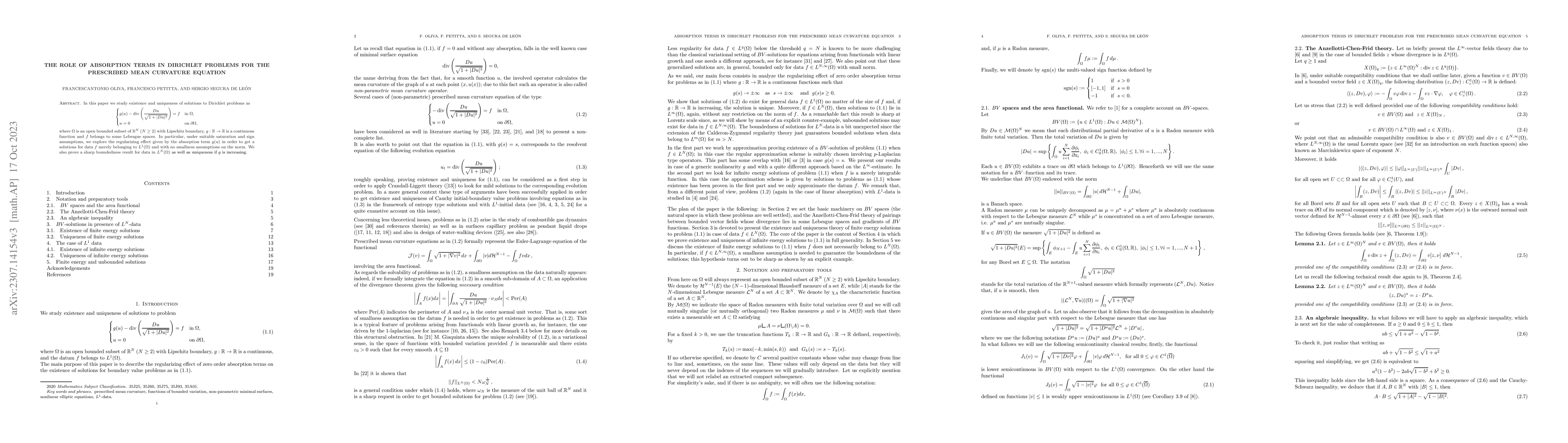 Thumbnail for The role of absorption terms in Dirichlet problems for the prescribed
  mean curvature equation
