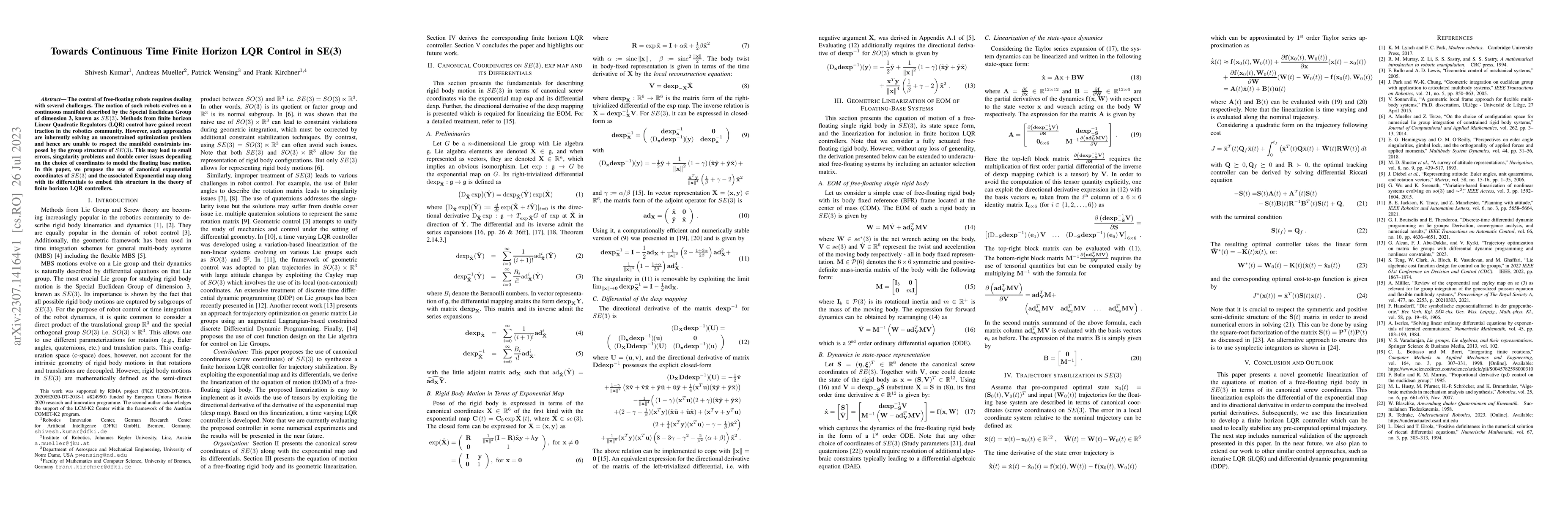 Thumbnail for Towards Continuous Time Finite Horizon LQR Control in SE(3)