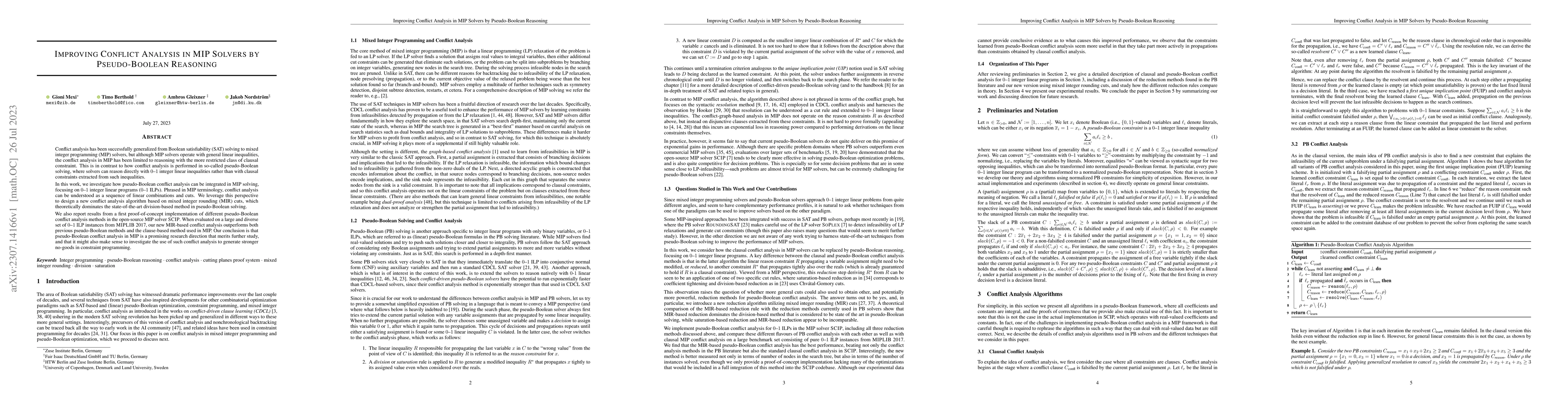 Thumbnail for Improving Conflict Analysis in MIP Solvers by Pseudo-Boolean Reasoning