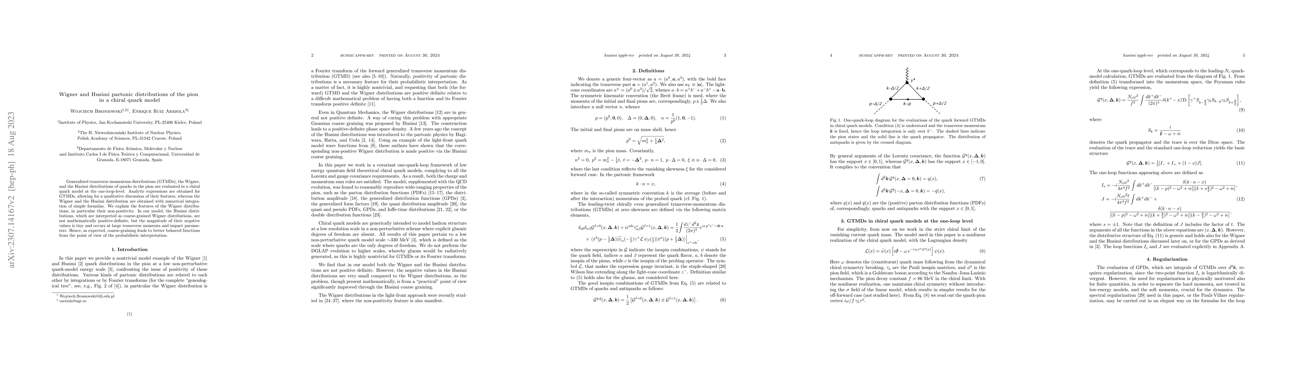 Thumbnail for Wigner and Husimi partonic distributions of the pion in a chiral quark
  model