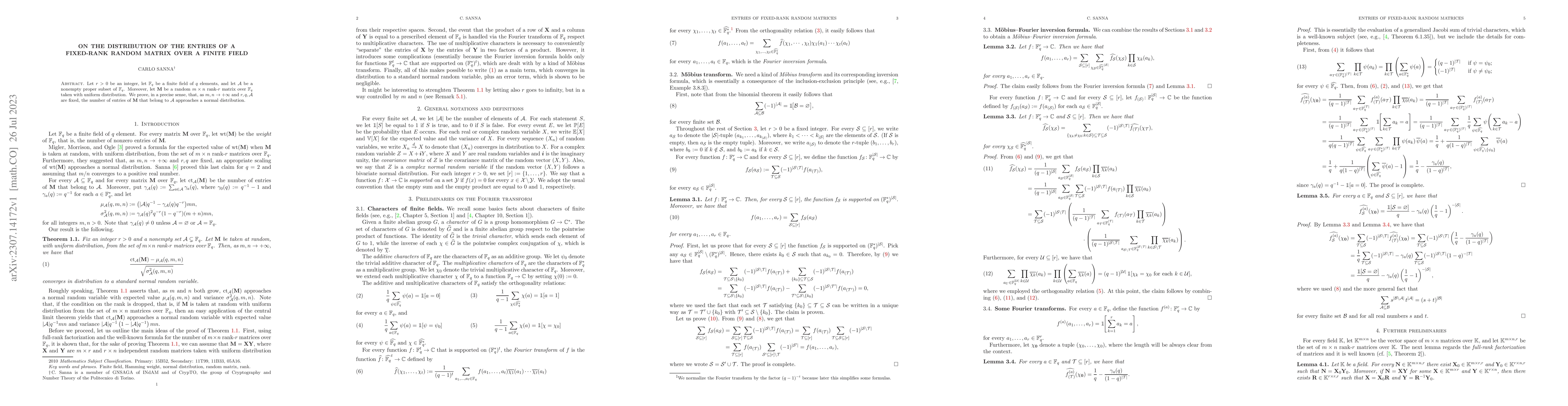 Thumbnail for On the distribution of the entries of a fixed-rank random matrix over a
  finite field