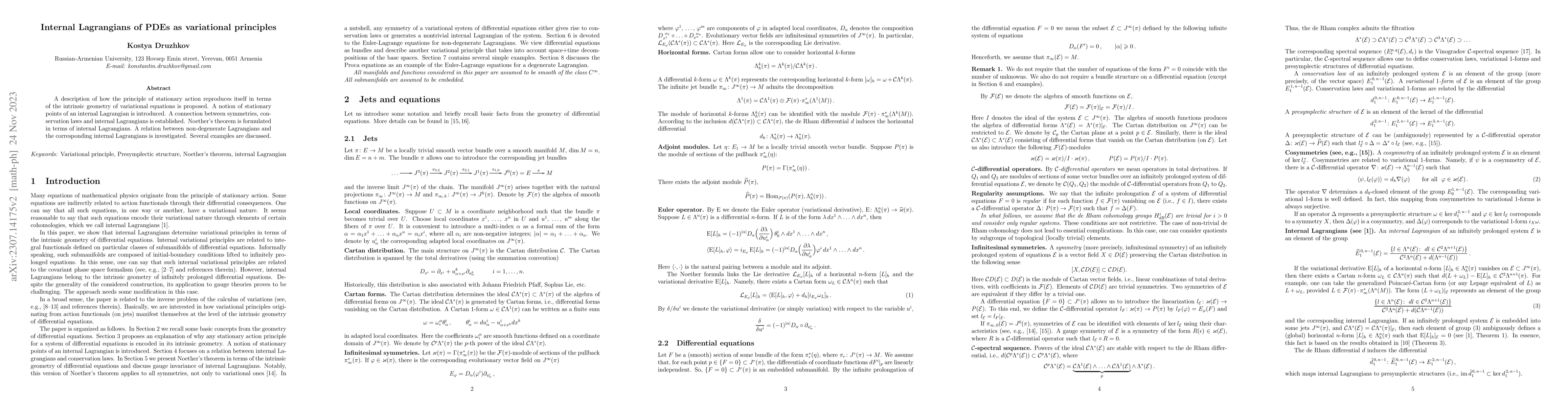 Thumbnail for Internal Lagrangians of PDEs as variational principles