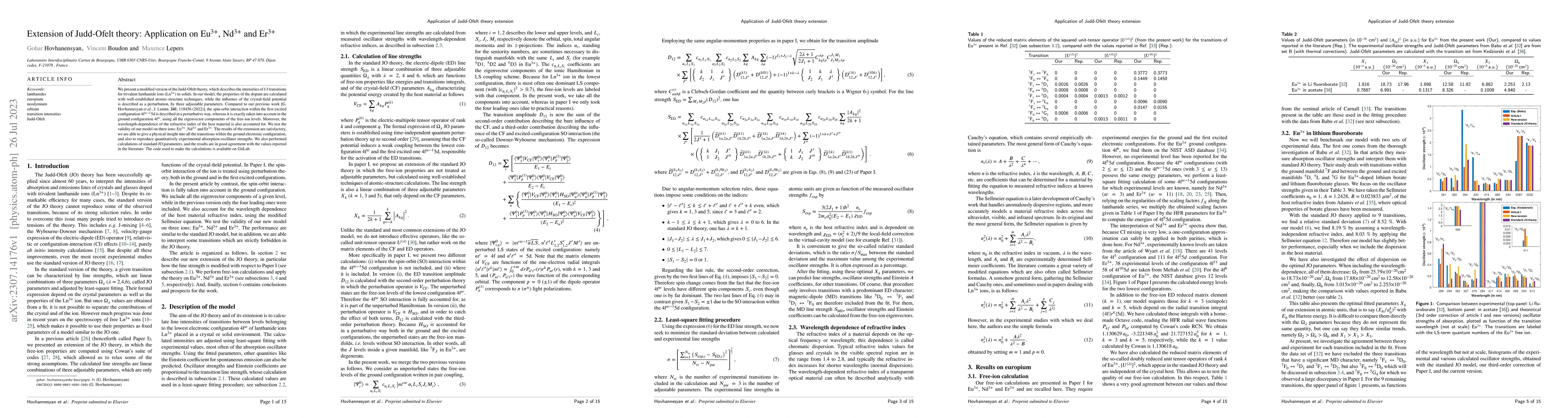 Thumbnail for Extension of Judd-Ofelt theory: Application on Eu$^{3+}$, Nd$^{3+}$ and
  Er$^{3+}$