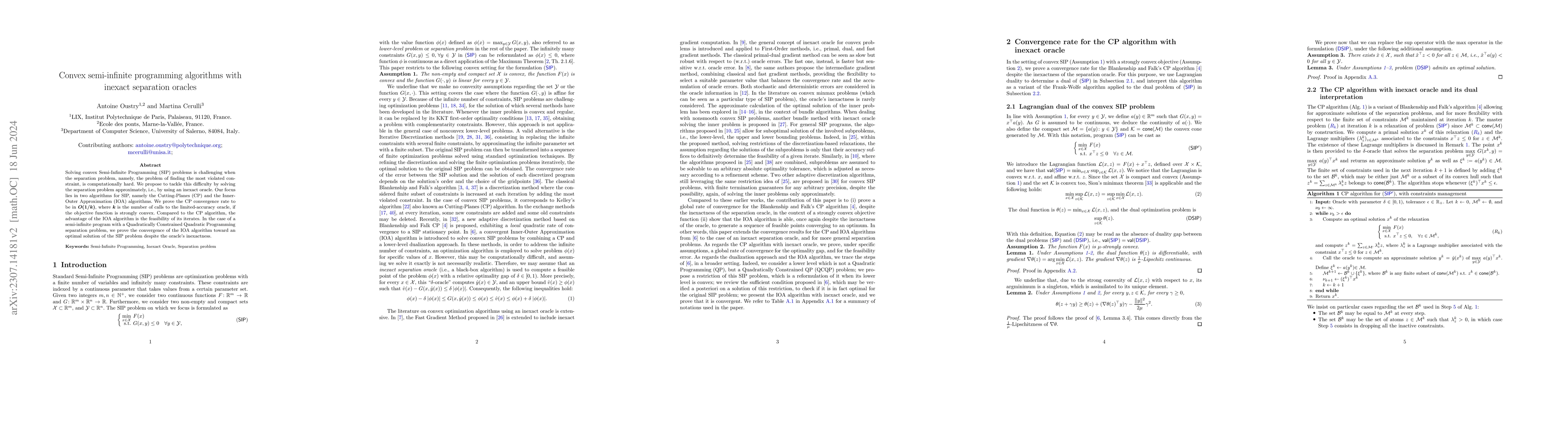 Thumbnail for Convex semi-infinite programming algorithms with inexact separation
  oracles
