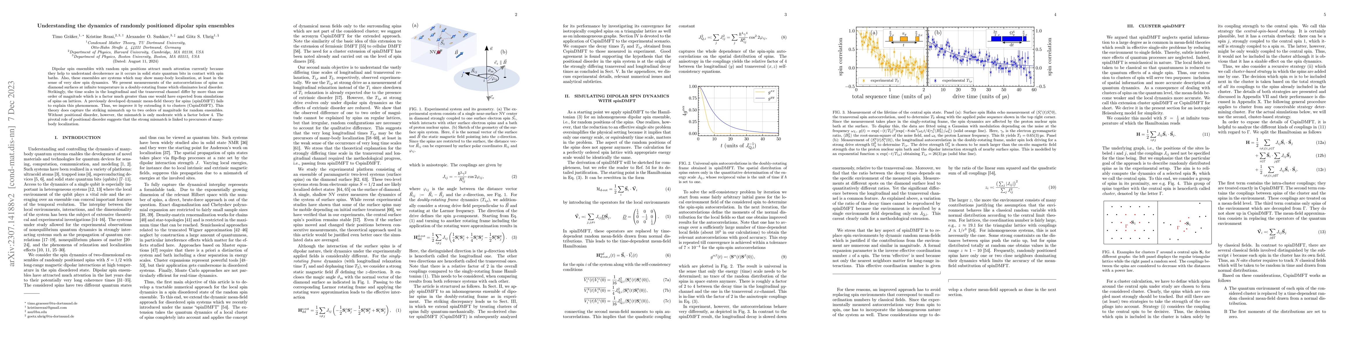 Thumbnail for Understanding the dynamics of randomly positioned dipolar spin ensembles