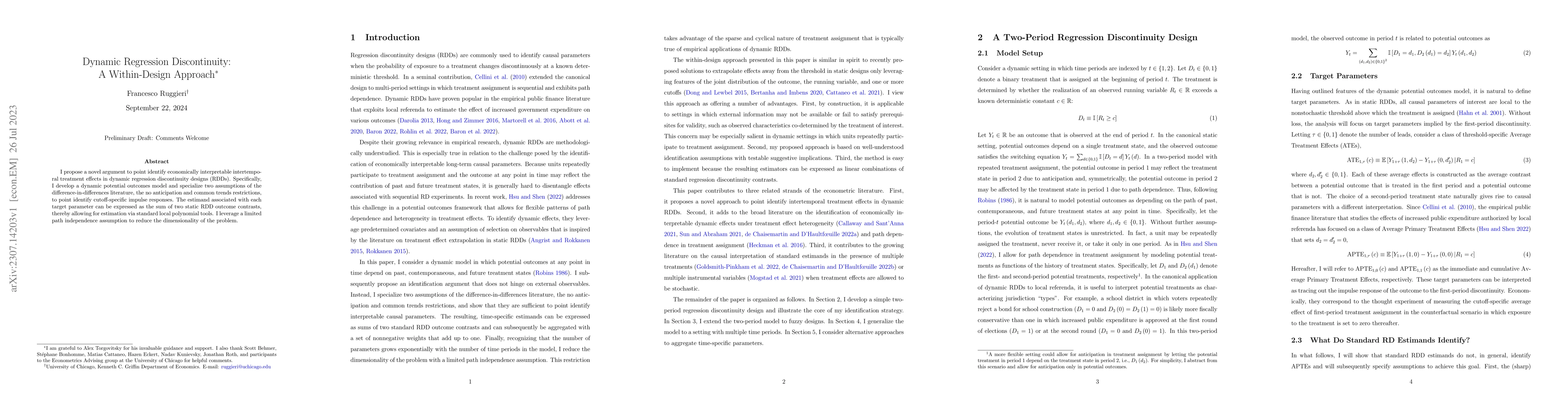 Thumbnail for Dynamic Regression Discontinuity: A Within-Design Approach