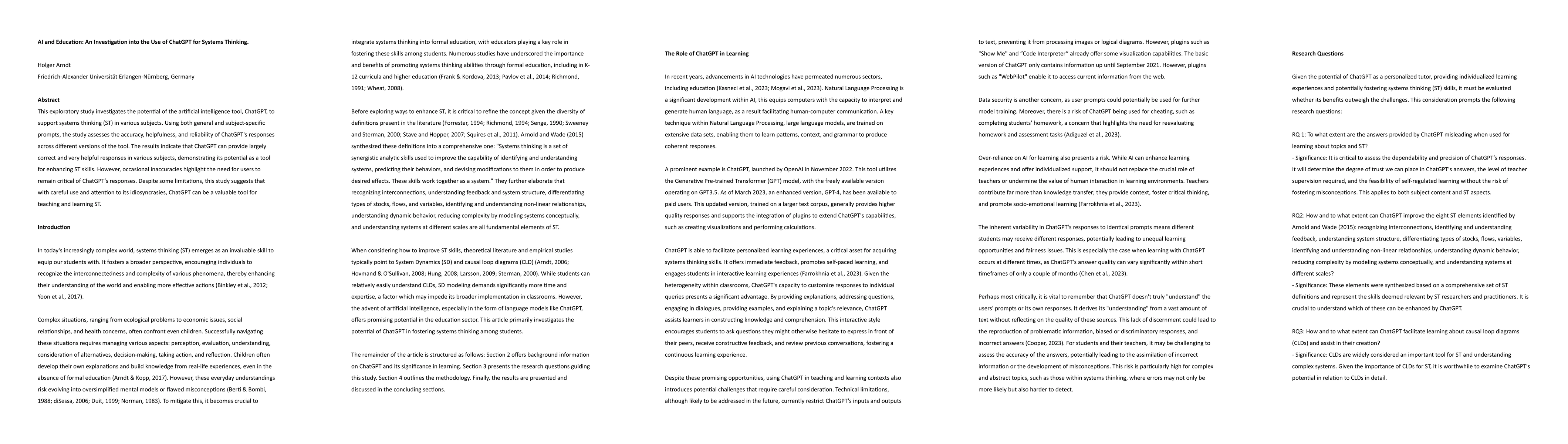 Thumbnail for AI and Education: An Investigation into the Use of ChatGPT for Systems
  Thinking
