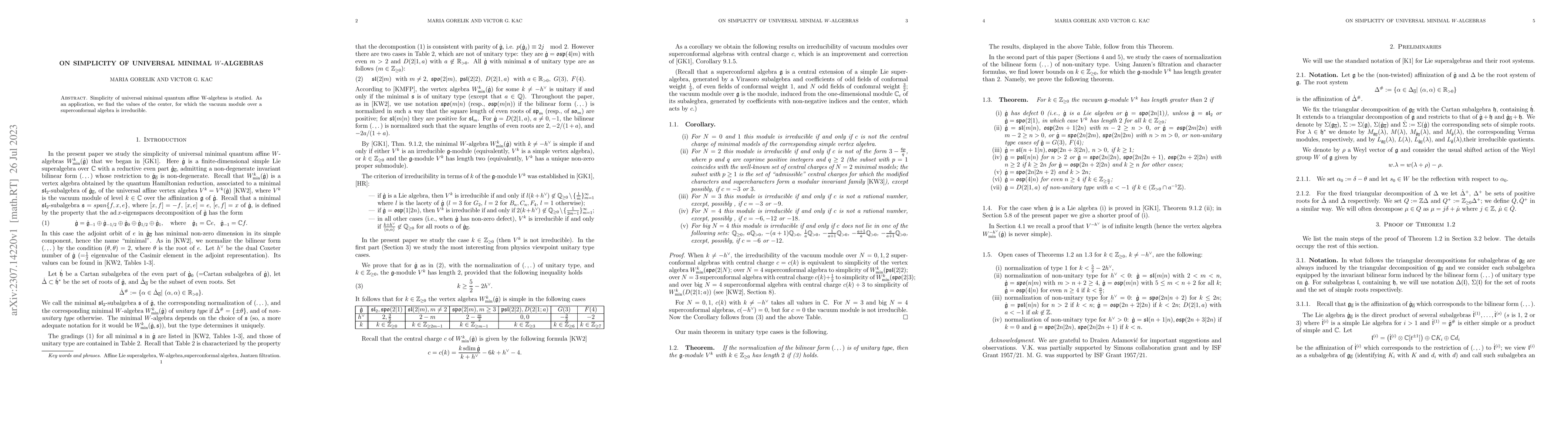 Thumbnail for On simplicity of universal minimal W-algebras
