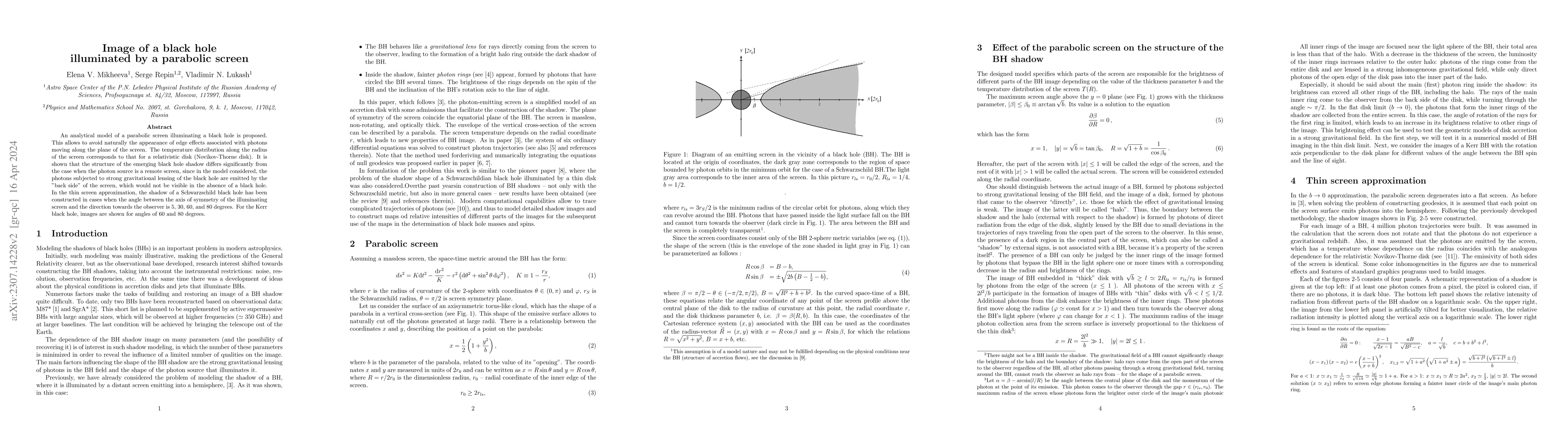 Thumbnail for Image of a black hole illuminated by a parabolic screen