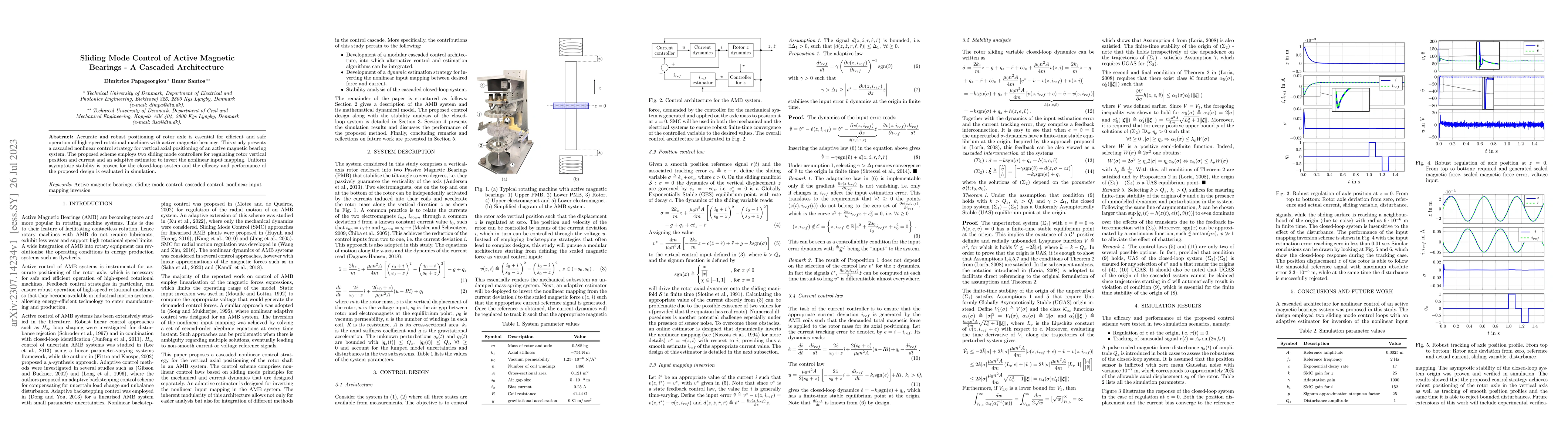 Thumbnail for Sliding Mode Control of Active Magnetic Bearings -- A Cascaded
  Architecture