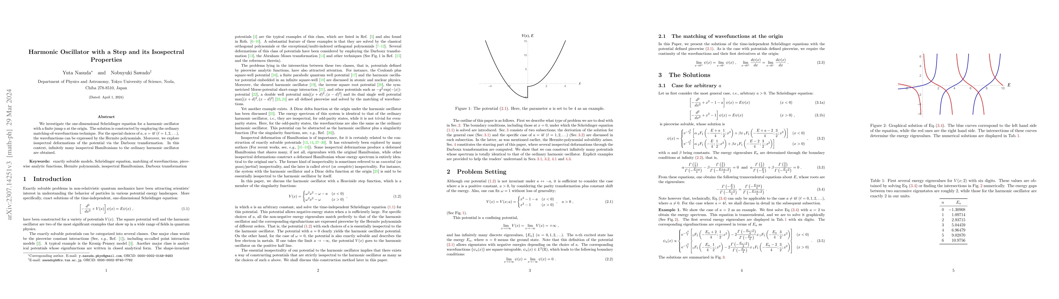 Thumbnail for Harmonic Oscillator with a Step and its Isospectral Properties