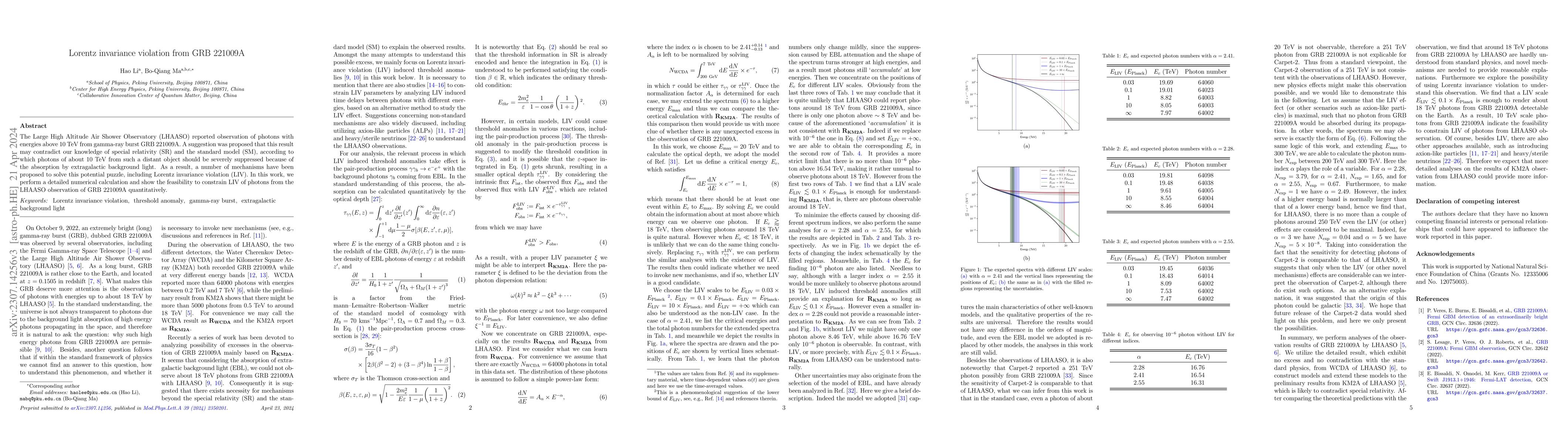 Thumbnail for Lorentz invariance violation from GRB221009A