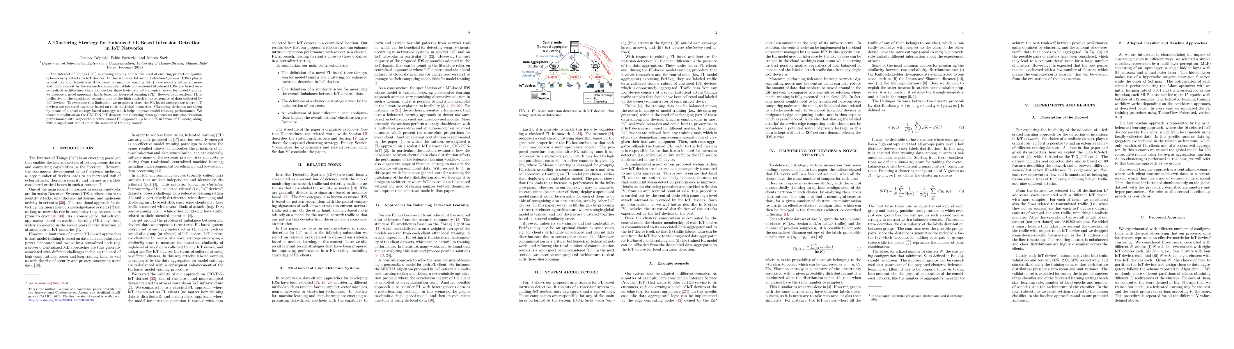 Thumbnail for A Clustering Strategy for Enhanced FL-Based Intrusion Detection in IoT
  Networks