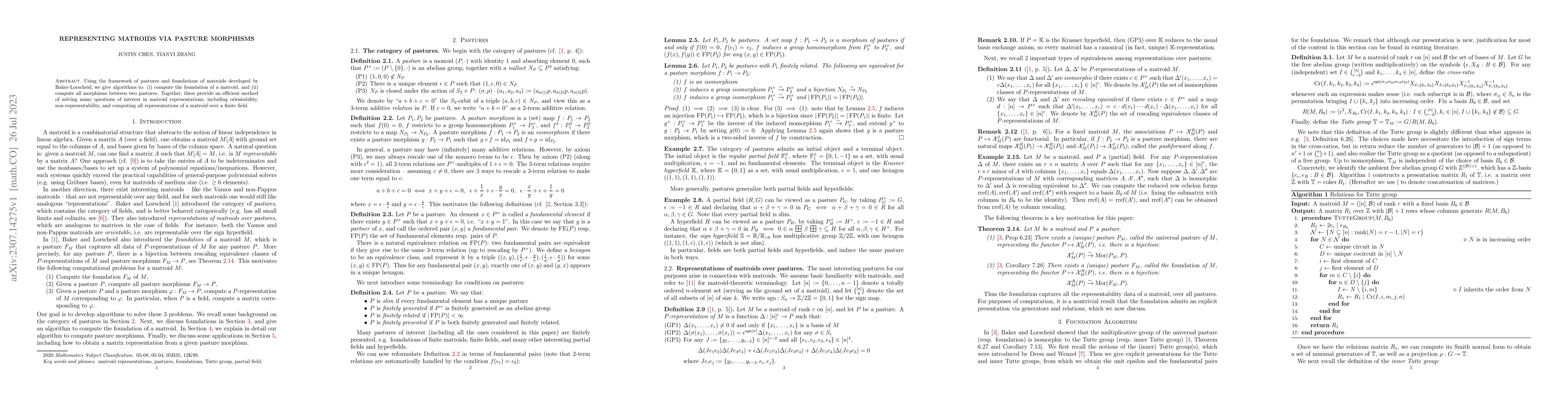 Thumbnail for Representing matroids via pasture morphisms