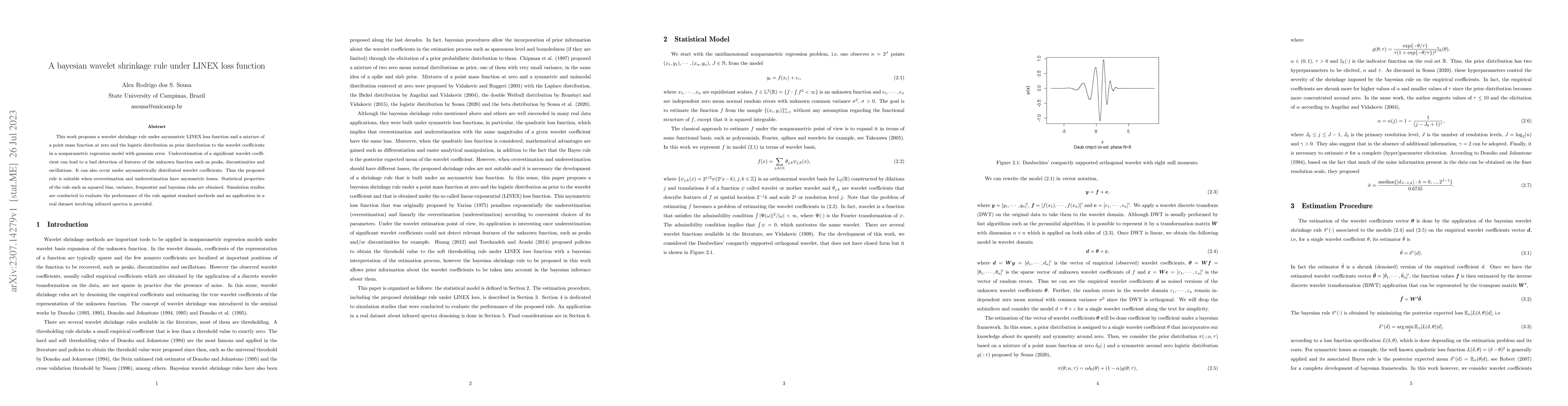 Thumbnail for A bayesian wavelet shrinkage rule under LINEX loss function