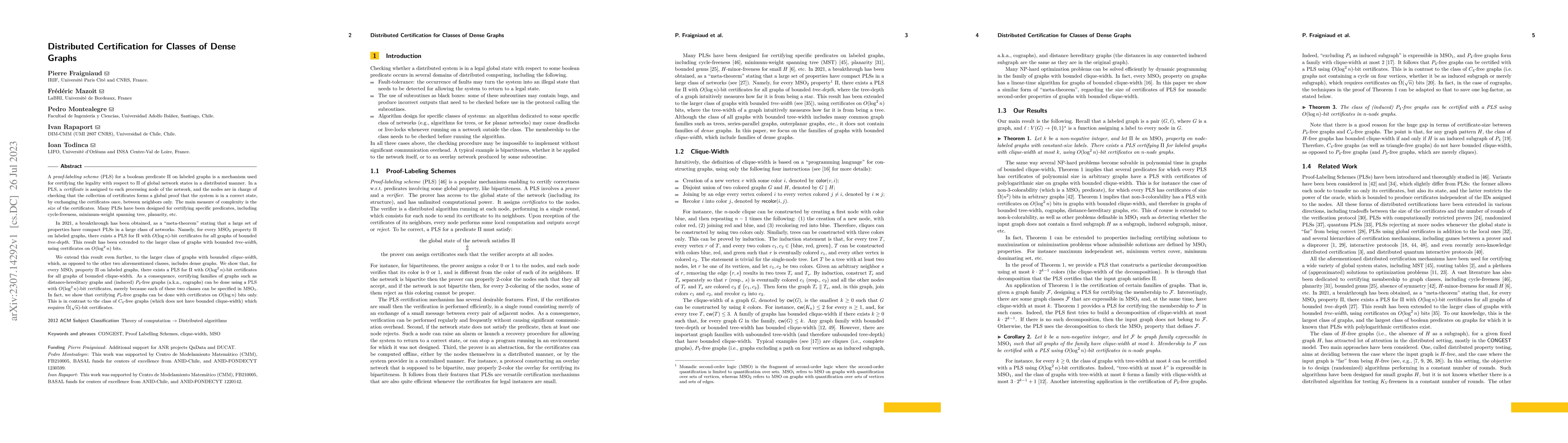 Thumbnail for Distributed Certification for Classes of Dense Graphs