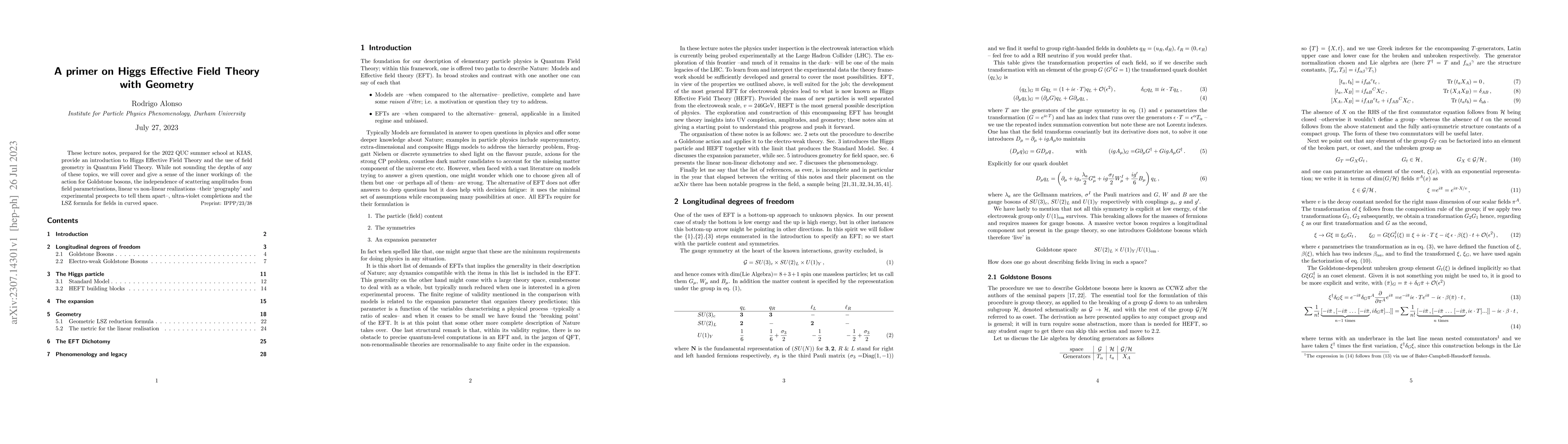 Thumbnail for A primer on Higgs Effective Field Theory with Geometry
