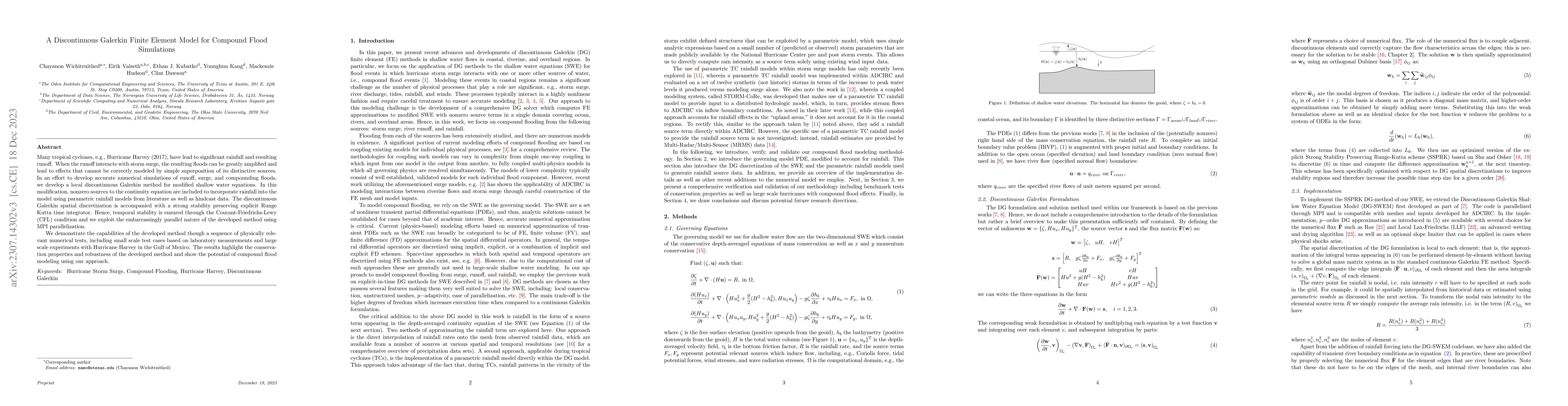 Thumbnail for A Discontinuous Galerkin Finite Element Model for Compound Flood
  Simulations