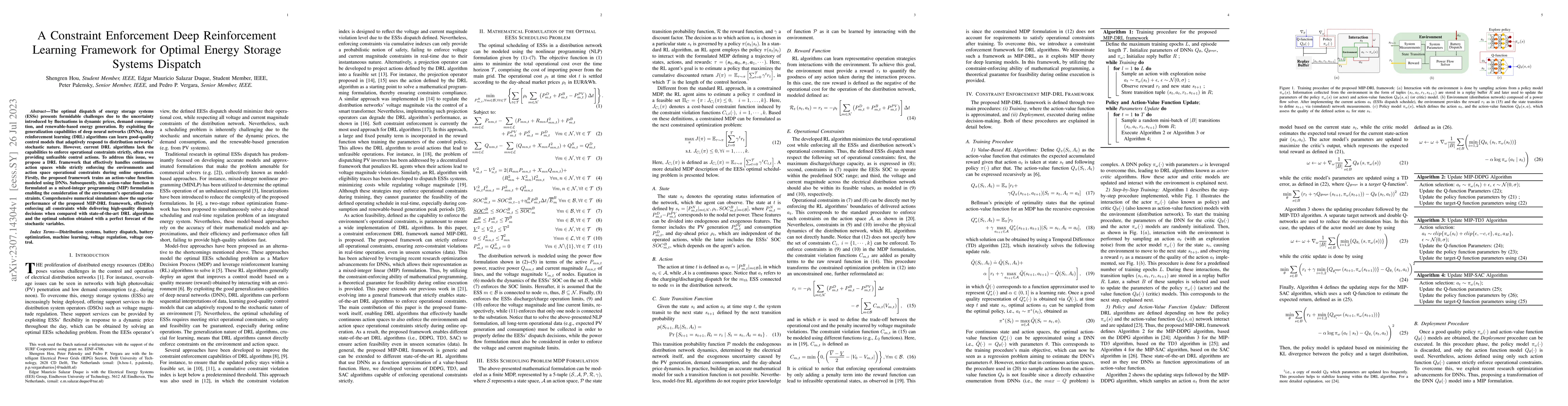 Thumbnail for A Constraint Enforcement Deep Reinforcement Learning Framework for
  Optimal Energy Storage Systems Dispatch