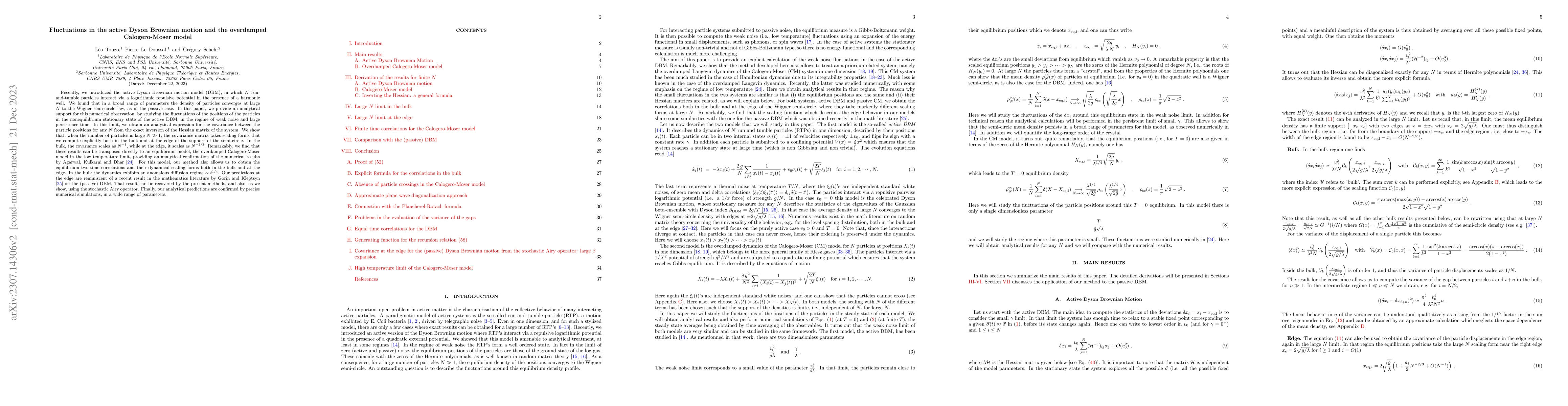 Thumbnail for Fluctuations in the active Dyson Brownian motion and the overdamped
  Calogero-Moser model
