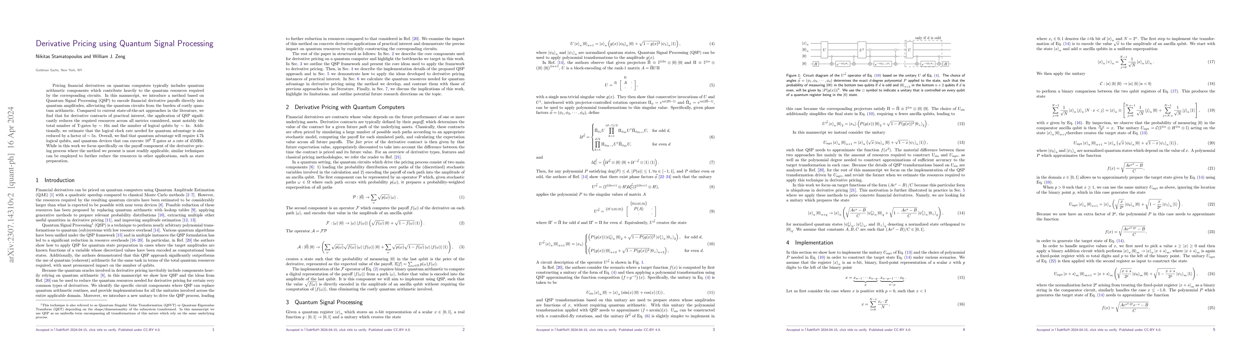 Thumbnail for Derivative Pricing using Quantum Signal Processing