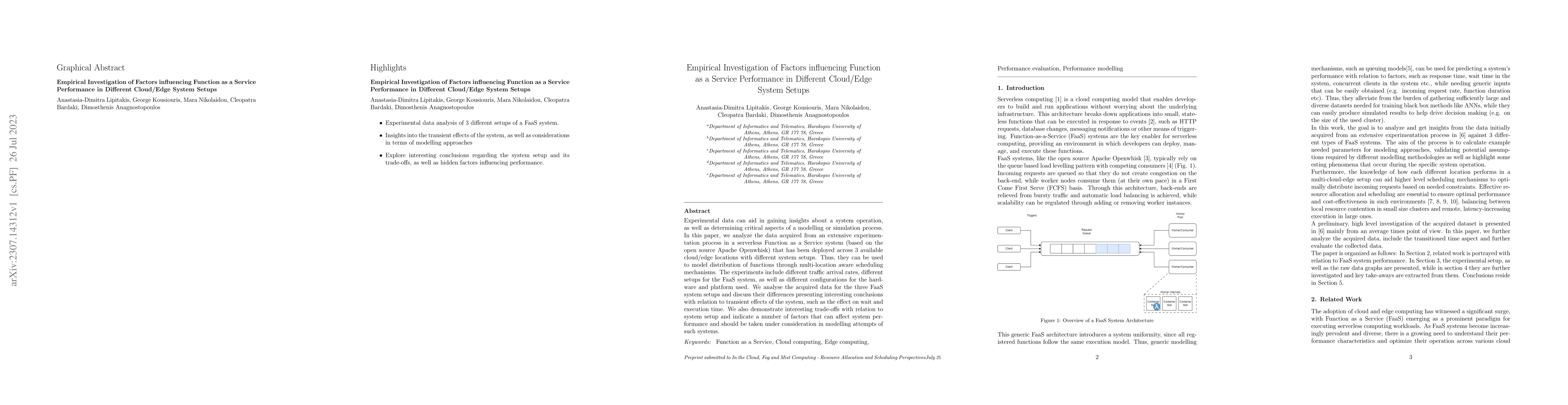 Thumbnail for Empirical Investigation of Factors influencing Function as a Service
  Performance in Different Cloud/Edge System Setups