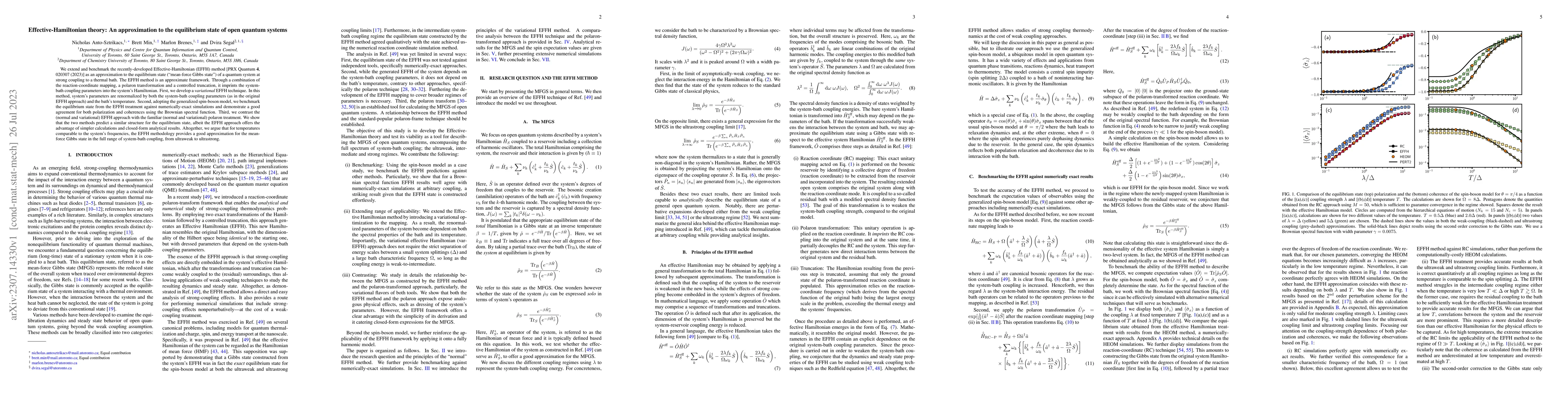 Thumbnail for Effective-Hamiltonian theory: An approximation to the equilibrium state
  of open quantum systems