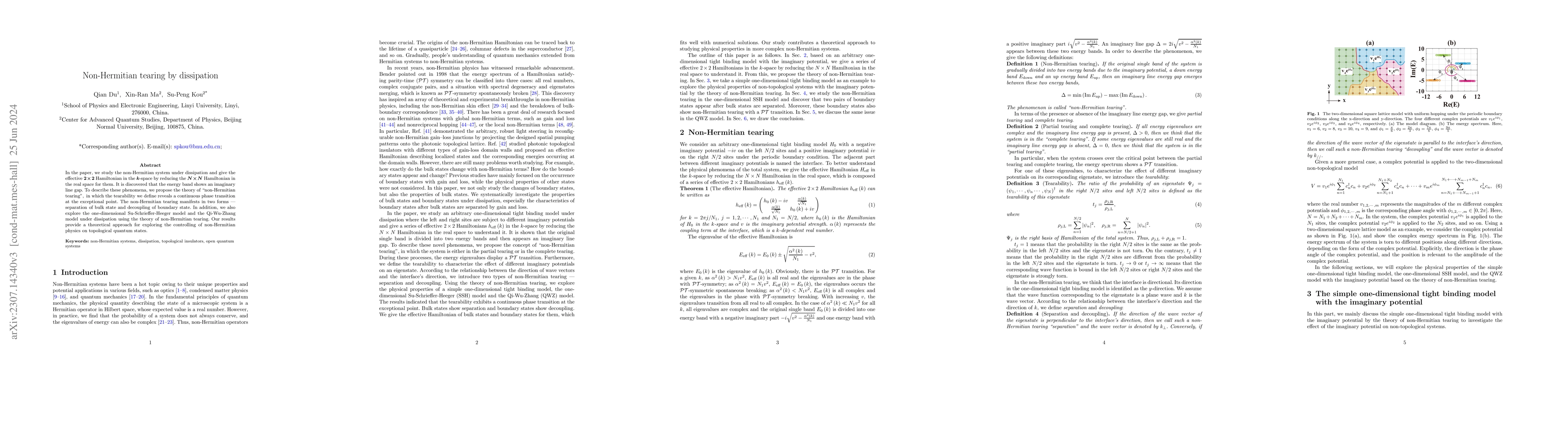 Thumbnail for Non-Hermitian tearing by dissipation