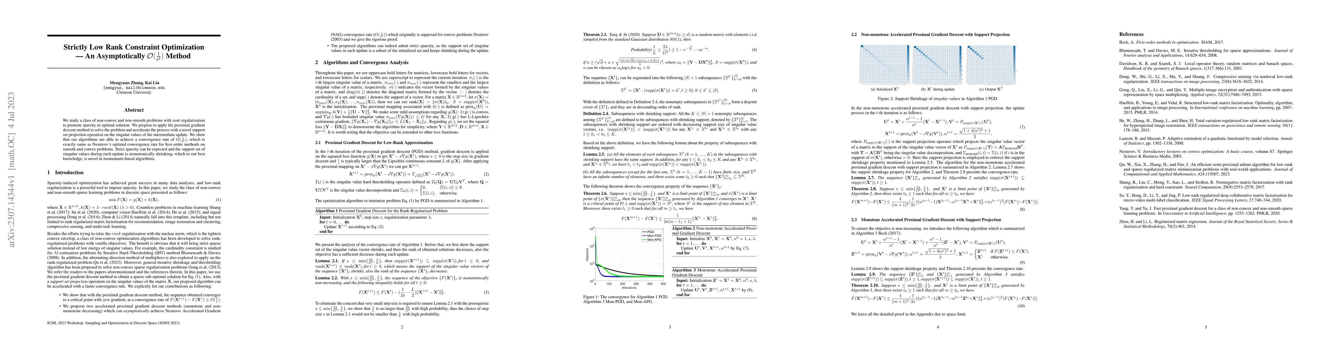 Thumbnail for Strictly Low Rank Constraint Optimization -- An Asymptotically
  $\mathcal{O}(\frac{1}{t^2})$ Method