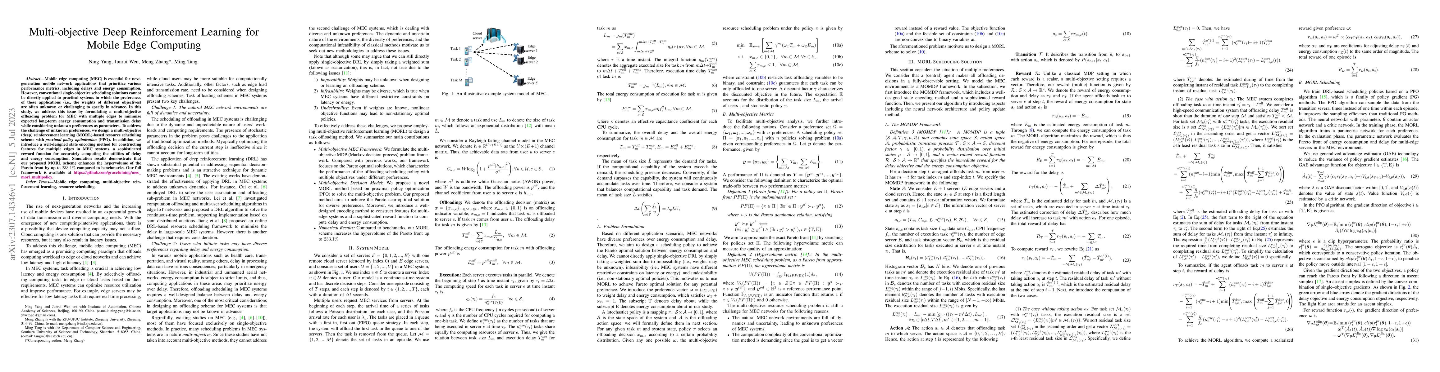 Thumbnail for Multi-objective Deep Reinforcement Learning for Mobile Edge Computing