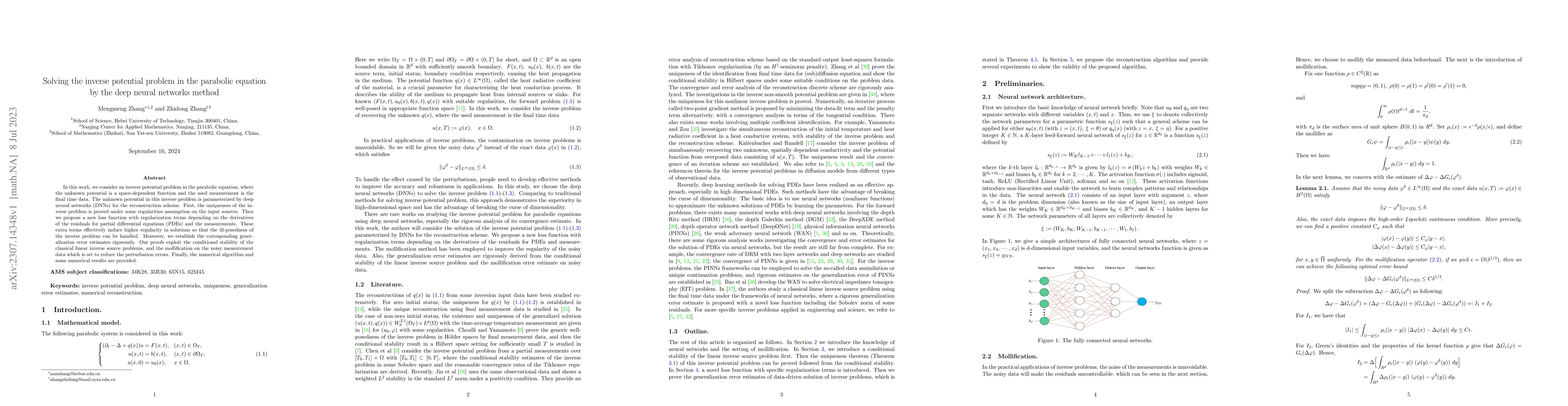 Thumbnail for Solving the inverse potential problem in the parabolic equation by the
  deep neural networks method