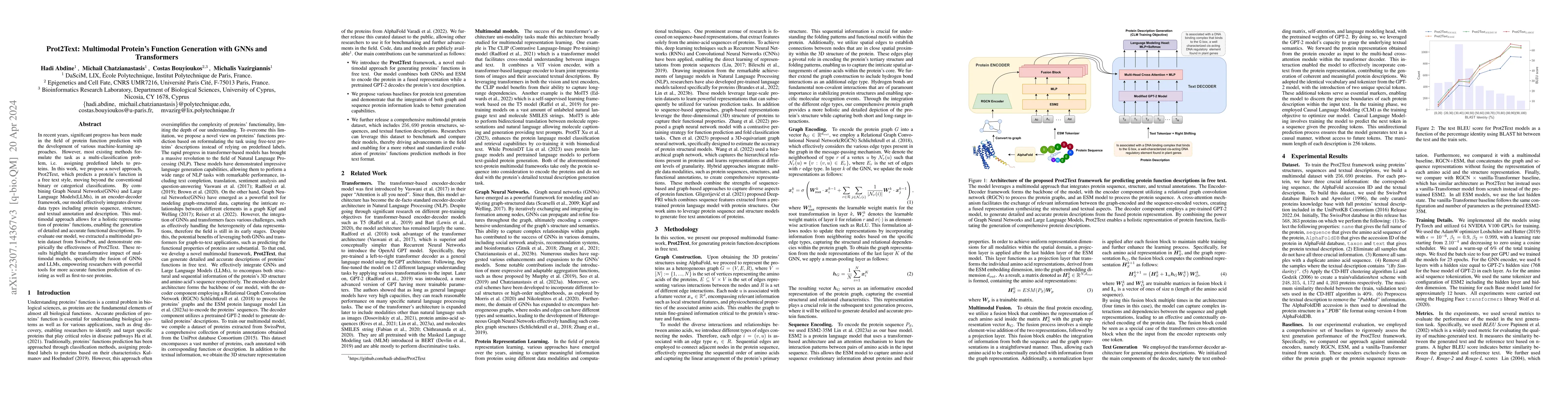 Thumbnail for Prot2Text: Multimodal Protein's Function Generation with GNNs and
  Transformers