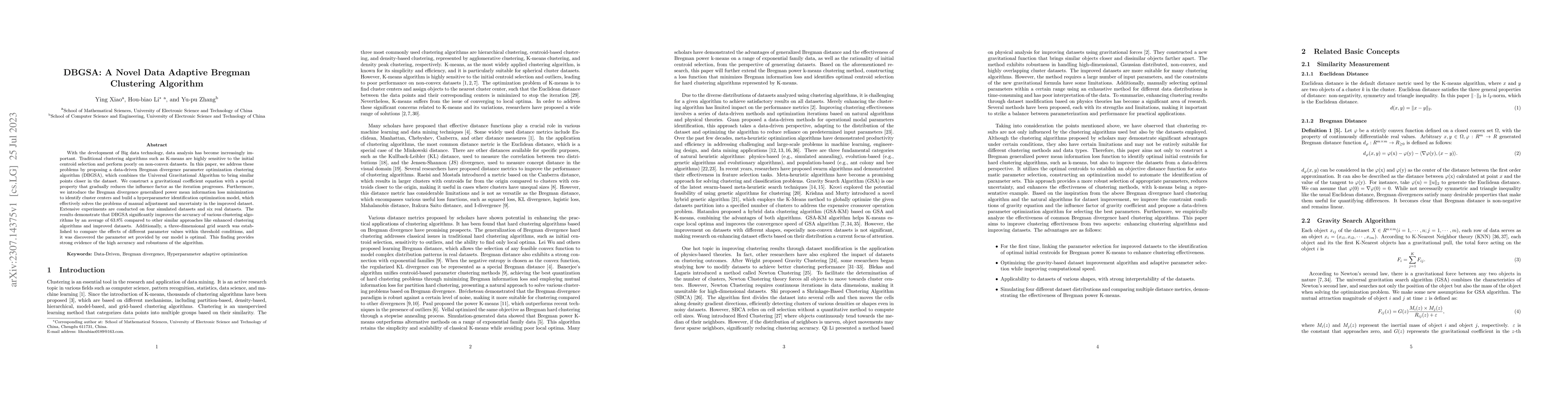 Thumbnail for DBGSA: A Novel Data Adaptive Bregman Clustering Algorithm