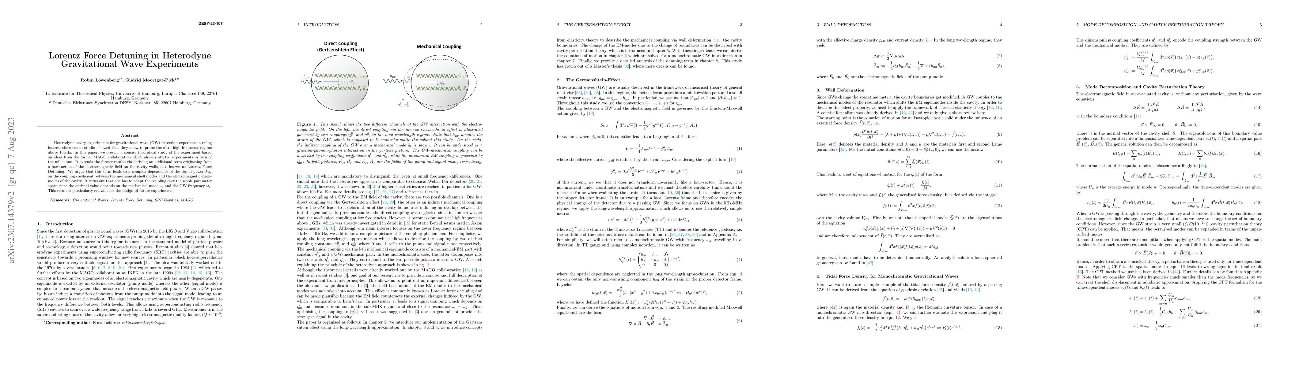 Thumbnail for Lorentz Force Detuning in Heterodyne Gravitational Wave Experiments