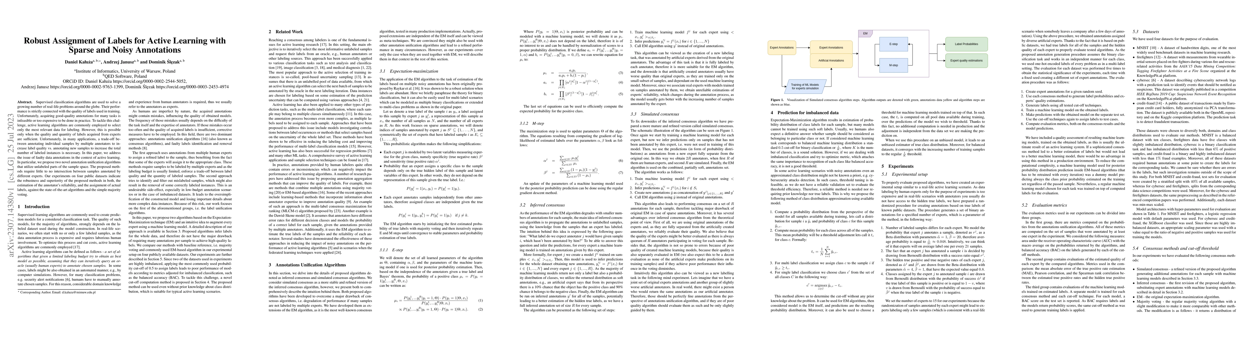 Thumbnail for Robust Assignment of Labels for Active Learning with Sparse and Noisy
  Annotations