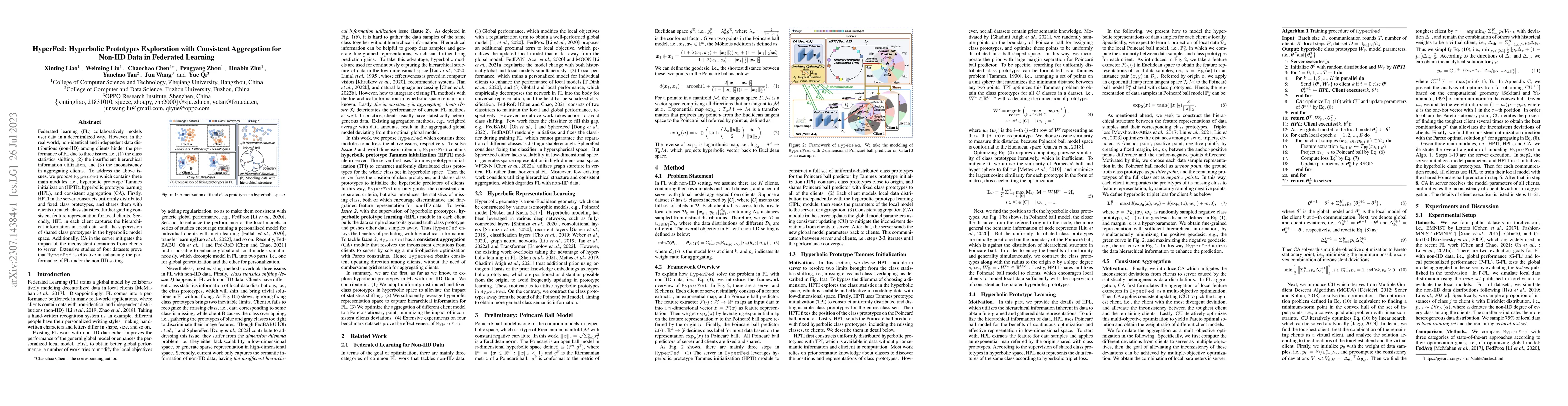 Thumbnail for HyperFed: Hyperbolic Prototypes Exploration with Consistent Aggregation
  for Non-IID Data in Federated Learning