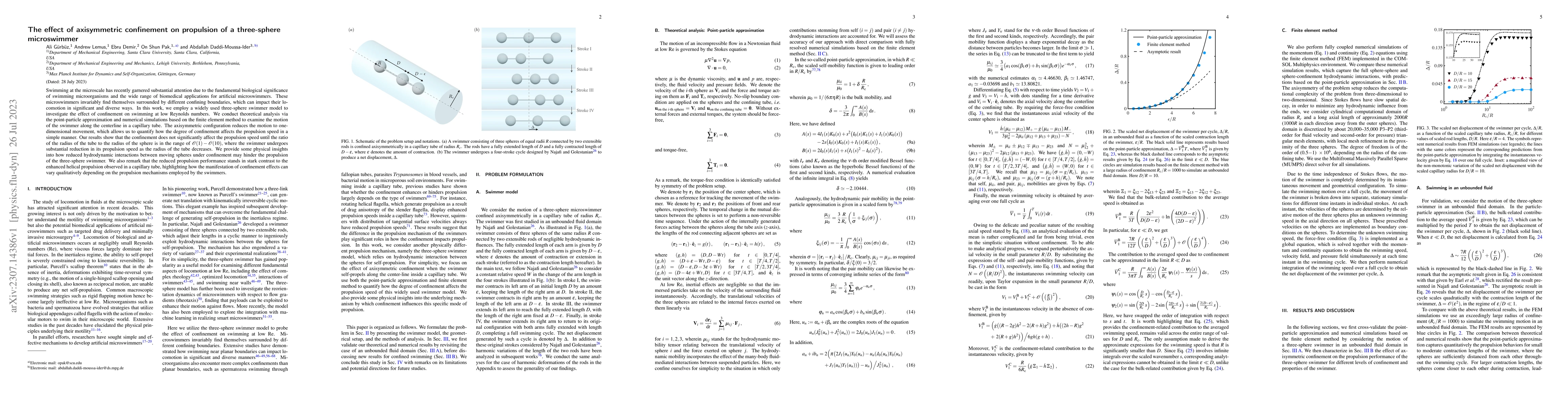 Thumbnail for The effect of axisymmetric confinement on propulsion of a three-sphere
  microswimmer
