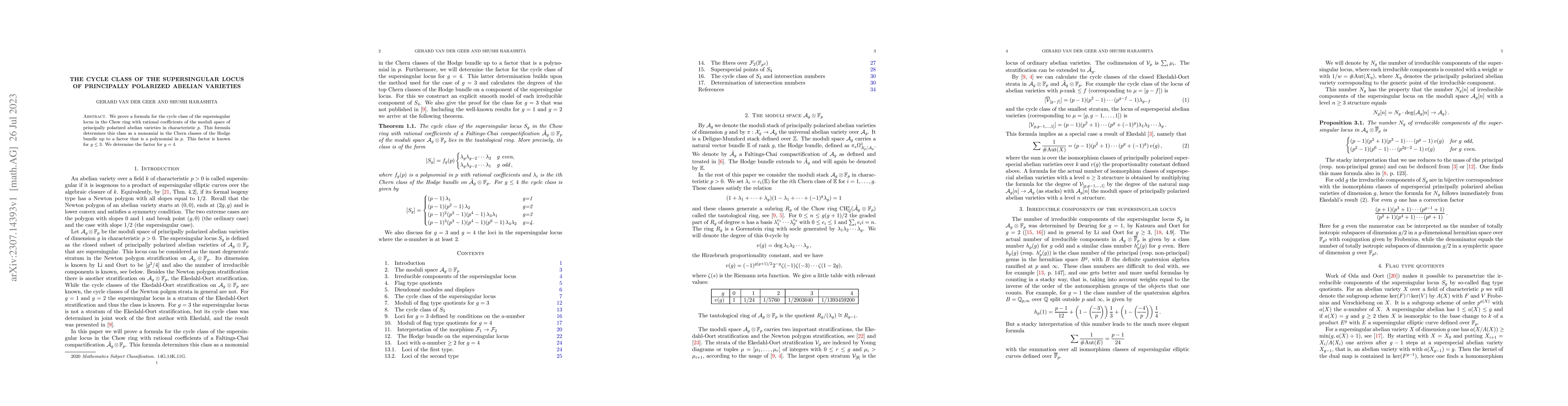 Thumbnail for The cycle class of the supersingular locus of principally polarized
  abelian varieties