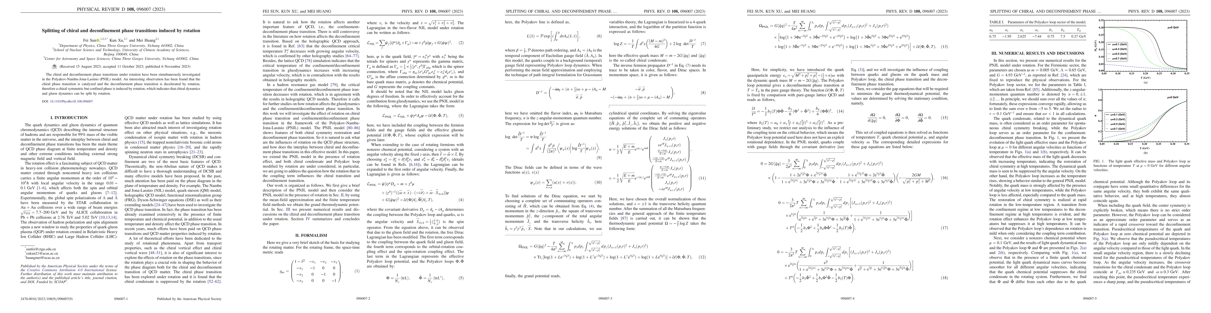 Thumbnail for The Splitting of Chiral and Deconfinement Phase Transitions induced by
  Rotation