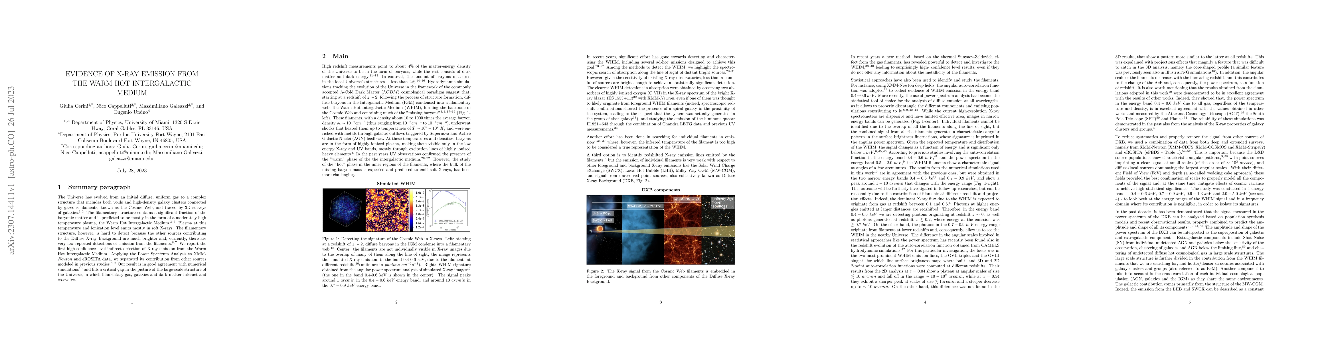 Thumbnail for Evidence of X-ray emission from the Warm Hot Intergalactic Medium