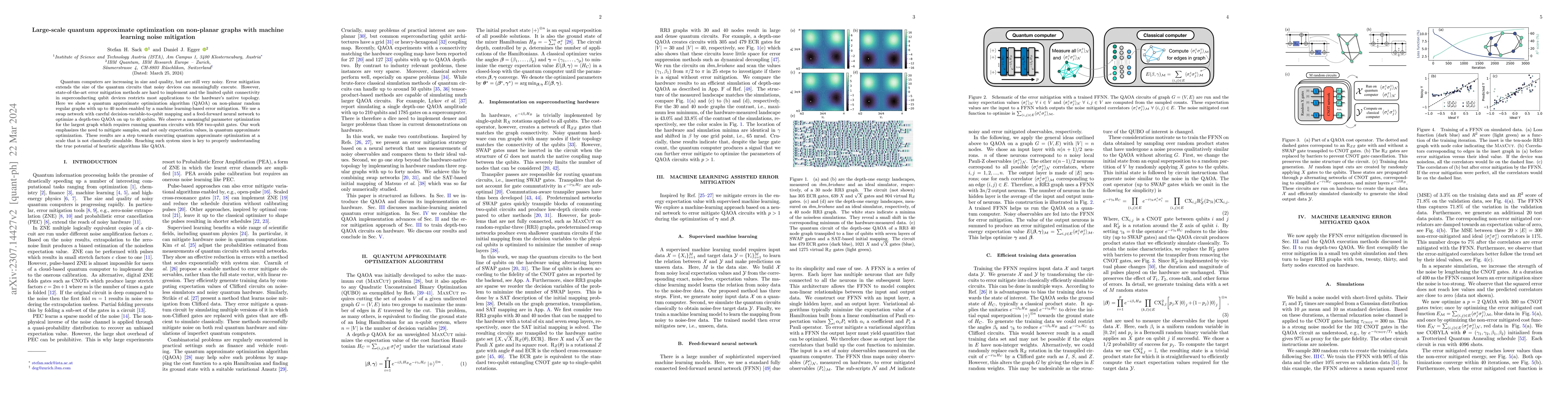 Thumbnail for Large-scale quantum approximate optimization on non-planar graphs with
  machine learning noise mitigation