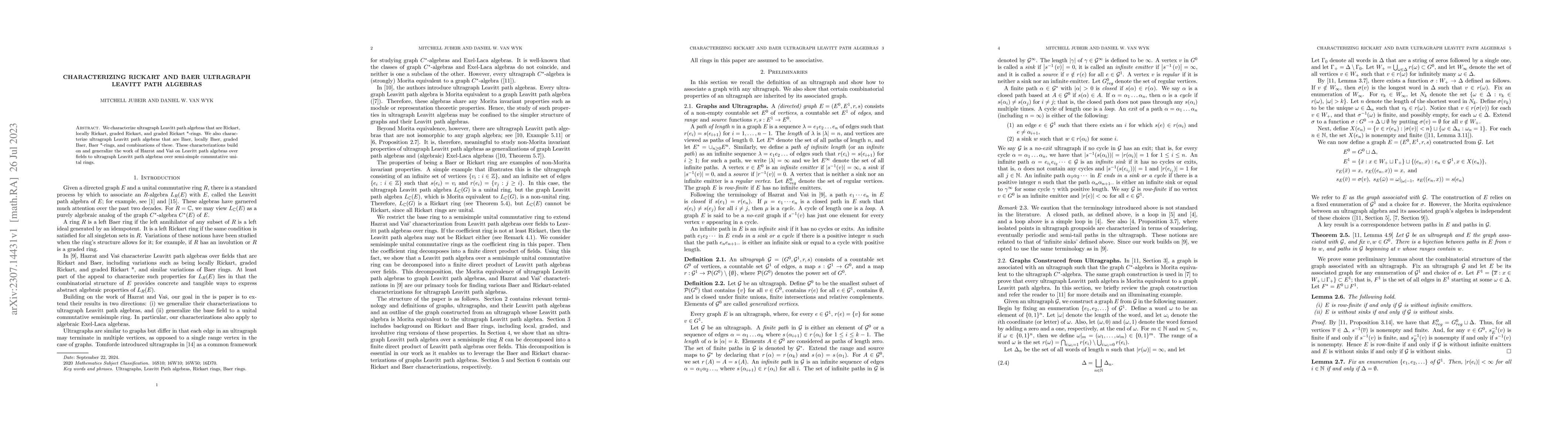 Thumbnail for Characterizing Rickart and Baer ultragraph Leavitt path algebras