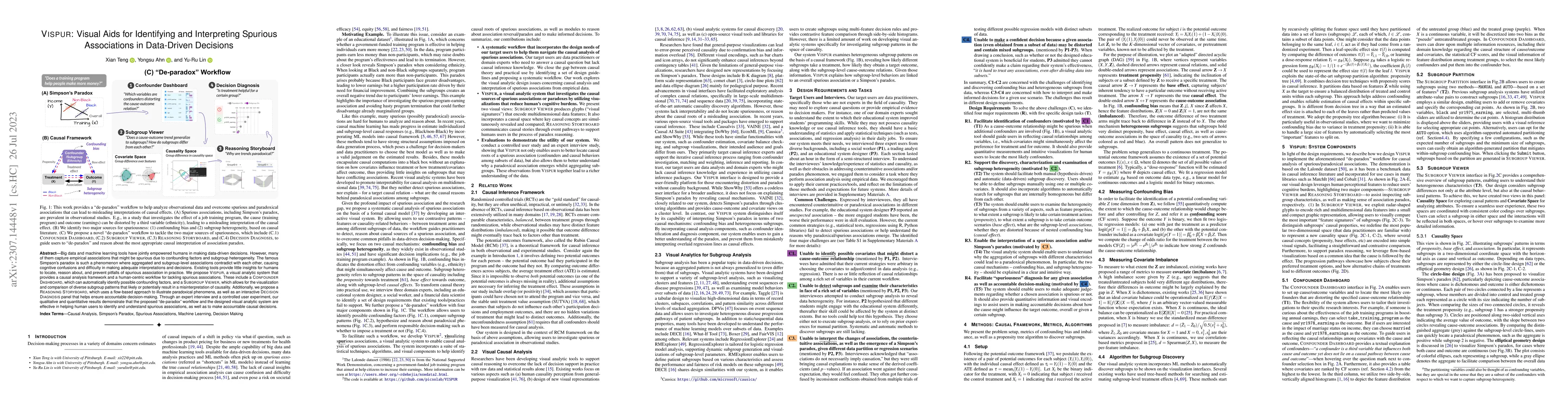 Thumbnail for VISPUR: Visual Aids for Identifying and Interpreting Spurious
  Associations in Data-Driven Decisions