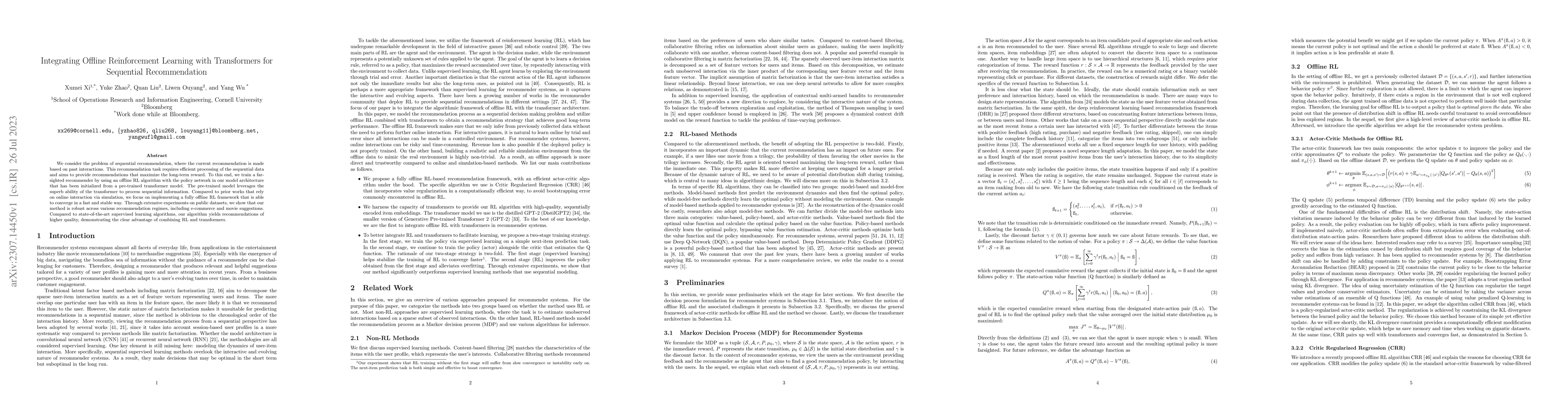 Thumbnail for Integrating Offline Reinforcement Learning with Transformers for
  Sequential Recommendation