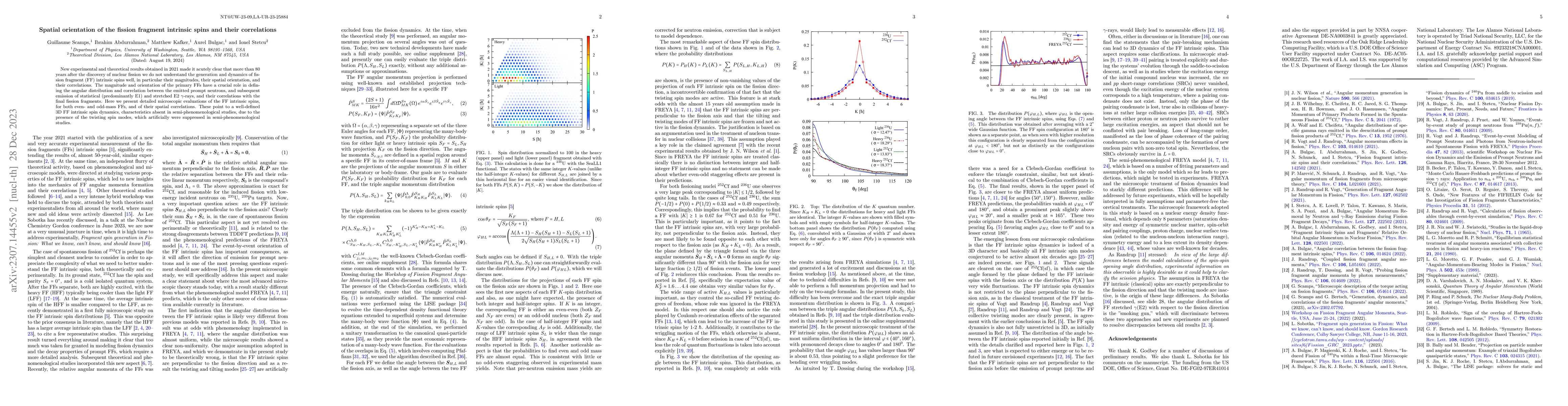 Thumbnail for Spatial orientation of the fission fragment intrinsic spins and their
  correlations