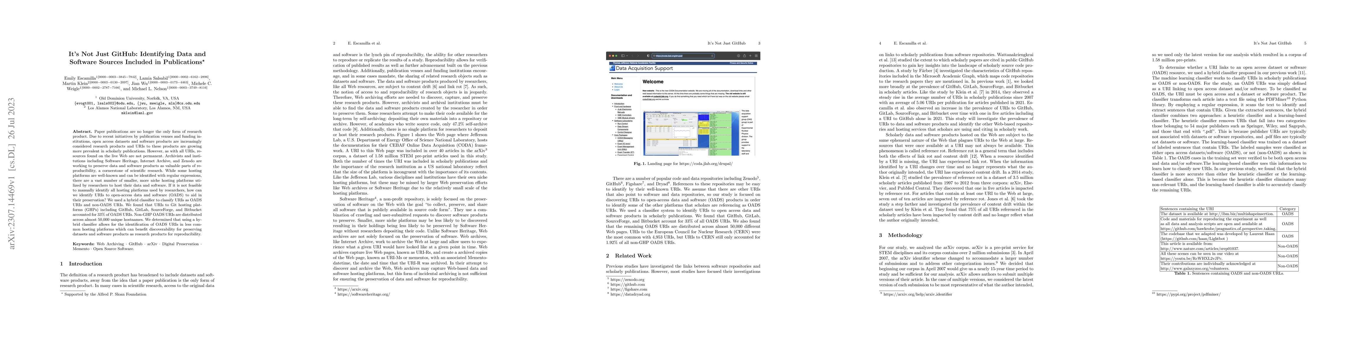 Thumbnail for It's Not Just GitHub: Identifying Data and Software Sources Included in
  Publications