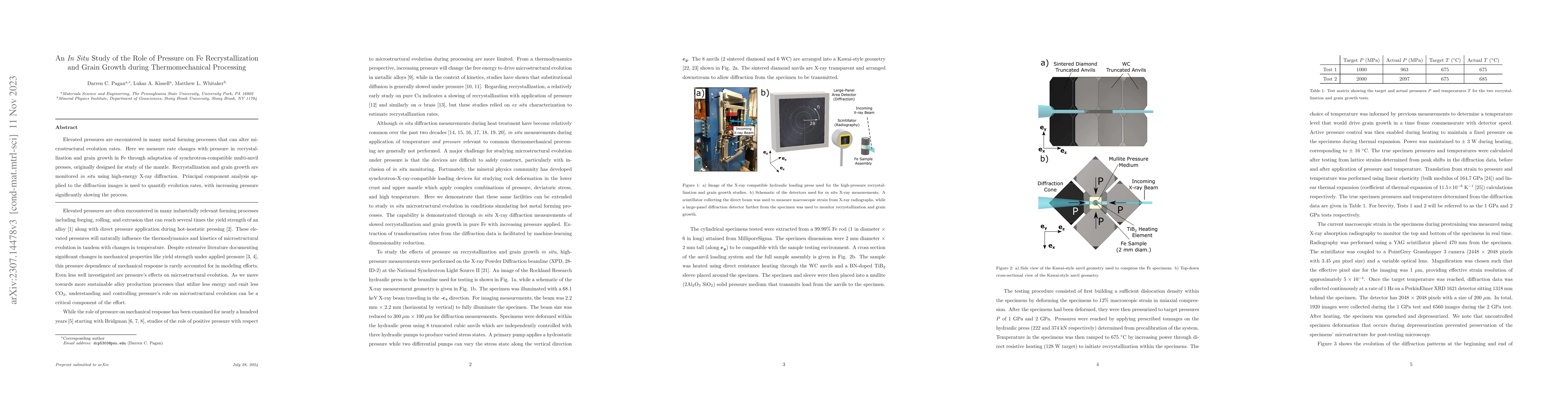 Thumbnail for An In Situ Study of the Role of Pressure on Fe Recrystallization and
  Grain Growth during Thermomechanical Processing